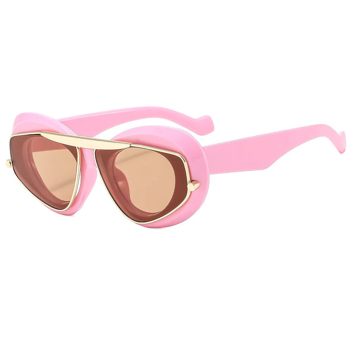 NEW Punk Oval Sunglasses 2000'S Women Men Y2K Hip Hop Luxury Brand Square Sun Glasses UV400 Unisex Shades Eyewear