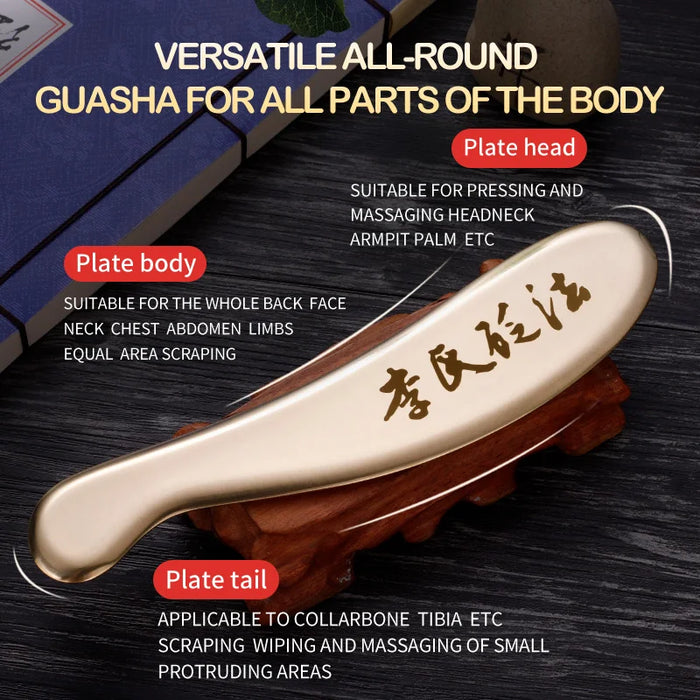 Brass Hufu bian guasha board whole body massage tool back neck meridians dedicated pure copper metal scraping massager