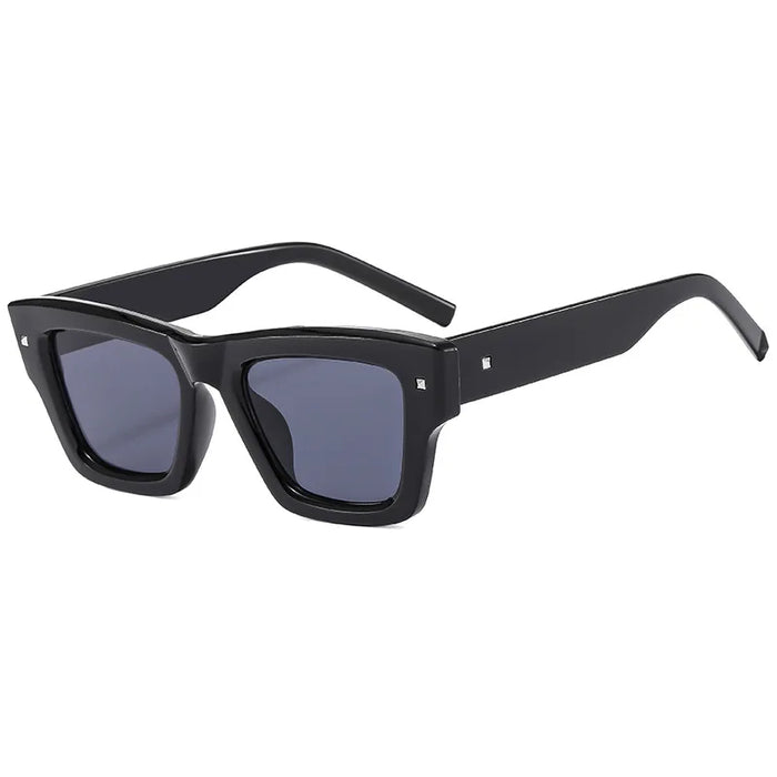 Nouvelles Lunettes de Soleil Carrées Irrégulières Homme Rétro Tendance Rivets Luxe UV400 Femme Lunettes de Soleil Bleues Marque Oculus
