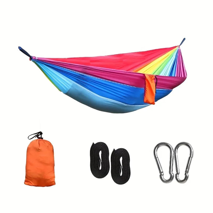 Hamaca portátil de camping para todas las estaciones, ideal para mochileros, senderismo, viajes a la playa y relajación en el jardín. Uso en exteriores.