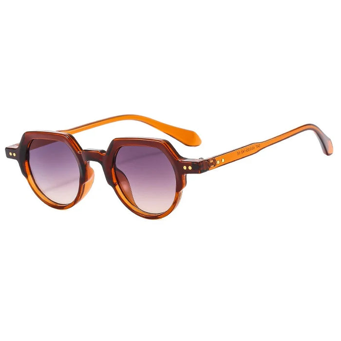 Fashion Small Irregular Square Sunglasses Women Retro Round Clear Ocean Lens Shades UV400 Men Rivets Punk Sun Glasses