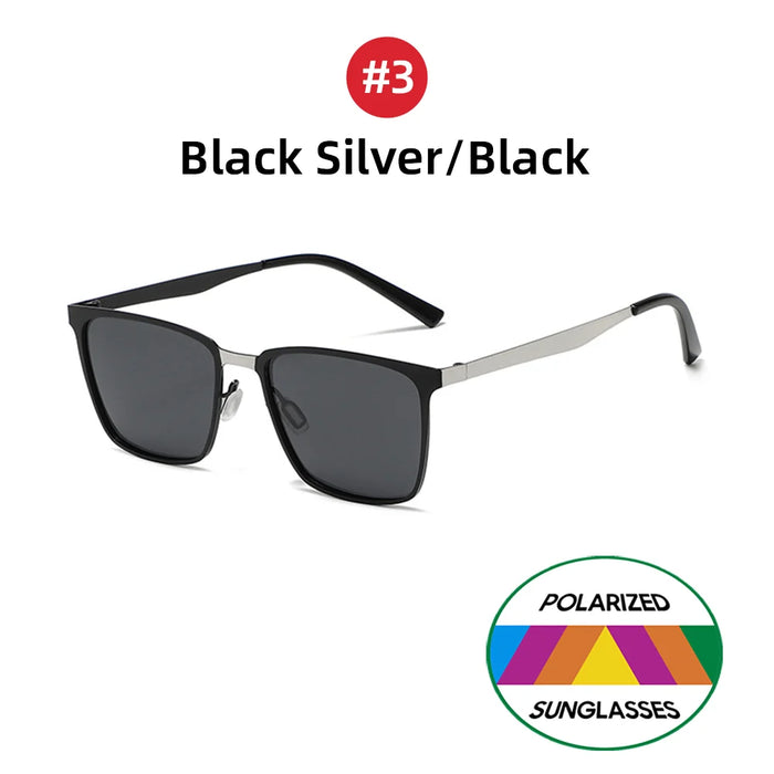 VIVIBEE Gafas de Sol Clásicas Rectangulares Polarizadas para Hombre, Negro Mate, UV400, de Moda, Cuadradas, con Bisagra de Resorte, para Conducir
