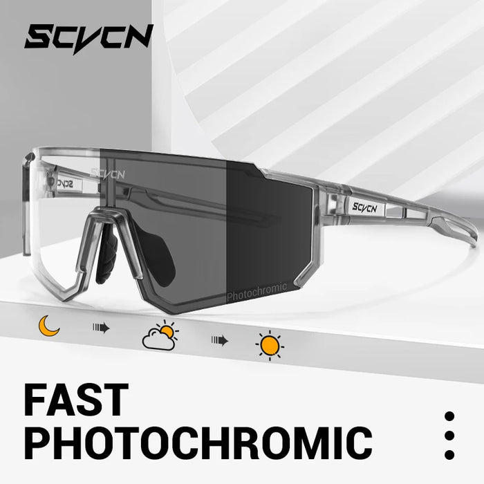 SCVCN Color Photochromic Cycling Glasses Men MTB Cycling Sunglasses Women Road Bike Glasses Outdoor Sports Bicycle Sunglasses
