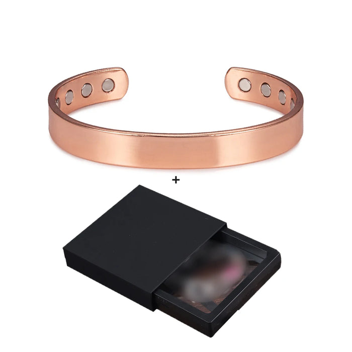 Vinterly Pure Copper Bracelets for Women Men 10mm Wide Adjustable Cuff Copper Magnetic Bangles Arthritis Healing Energy Jewelry