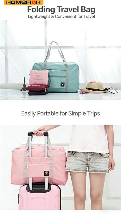 Homefish Folding Travel Storage Bag Large Capacity Luggage Handbag for Travel Moving
