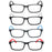 MODFANS Rectangular Classic Matte Frame, Solid-Color Temples, Reading Glasses for Men and Women, Prescription +1.0 to +4.0.