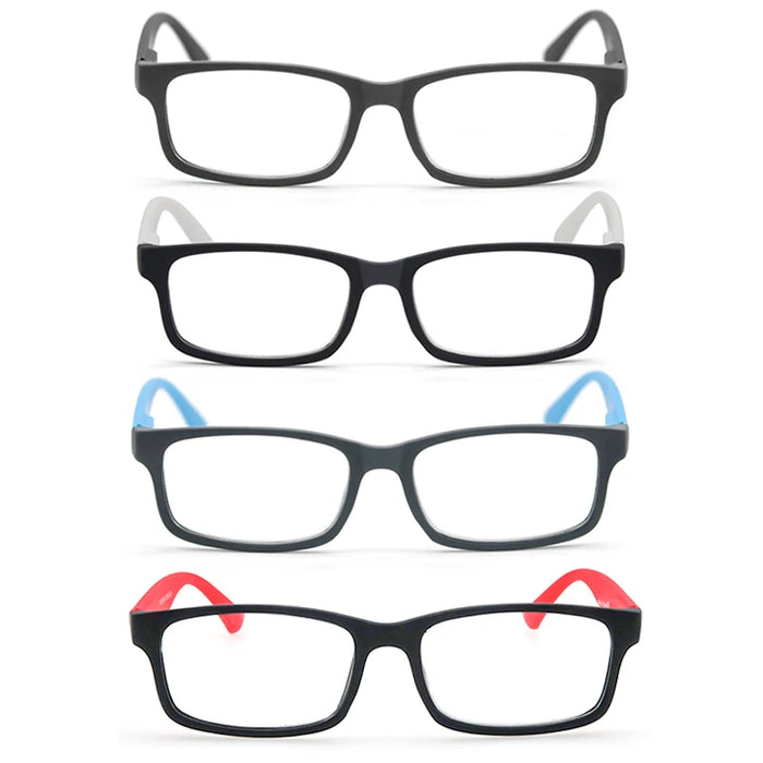 MODFANS Rectangular Classic Matte Frame, Solid-Color Temples, Reading Glasses for Men and Women, Prescription +1.0 to +4.0.
