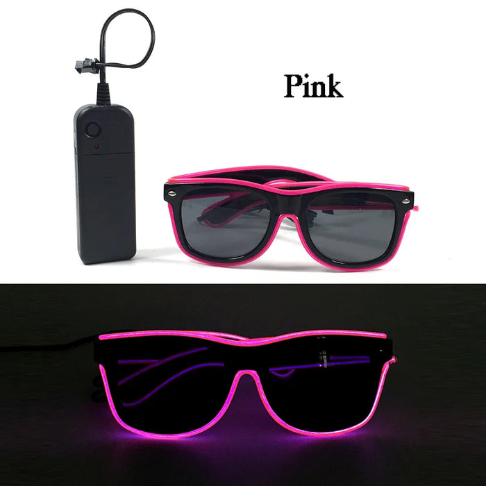 Lunettes lumineuses pour artistes de boîte de nuit Lunettes LED Fête Danse Rave Noël 6V LED Lunettes de soldat futuristes Lumières néon