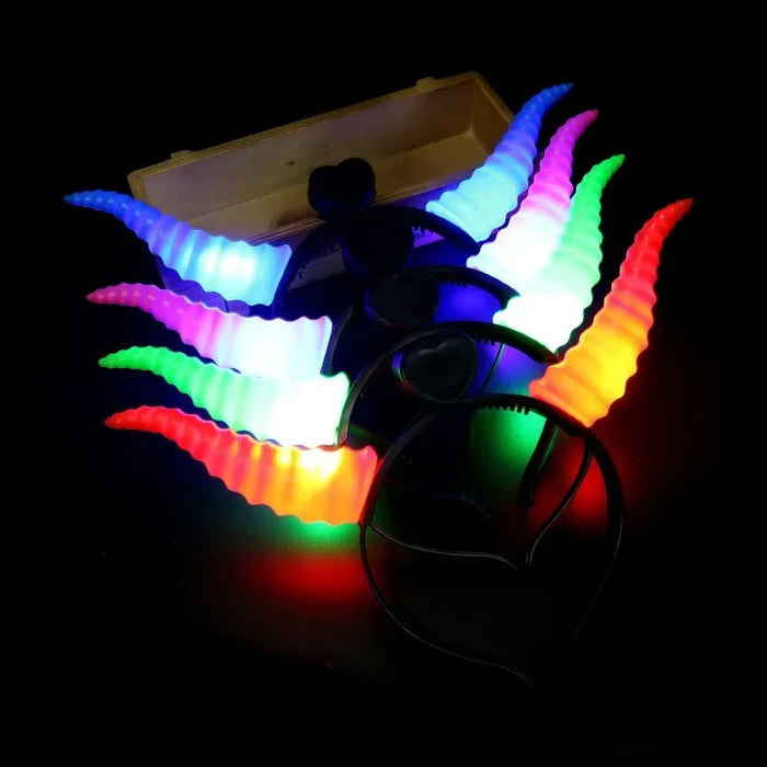 10pcs Adult Kids LED Glow Party Sequin Cat Bunny Crown Flower Headband Halo Light Up Wreath Hairband Birthday Gift Wedding