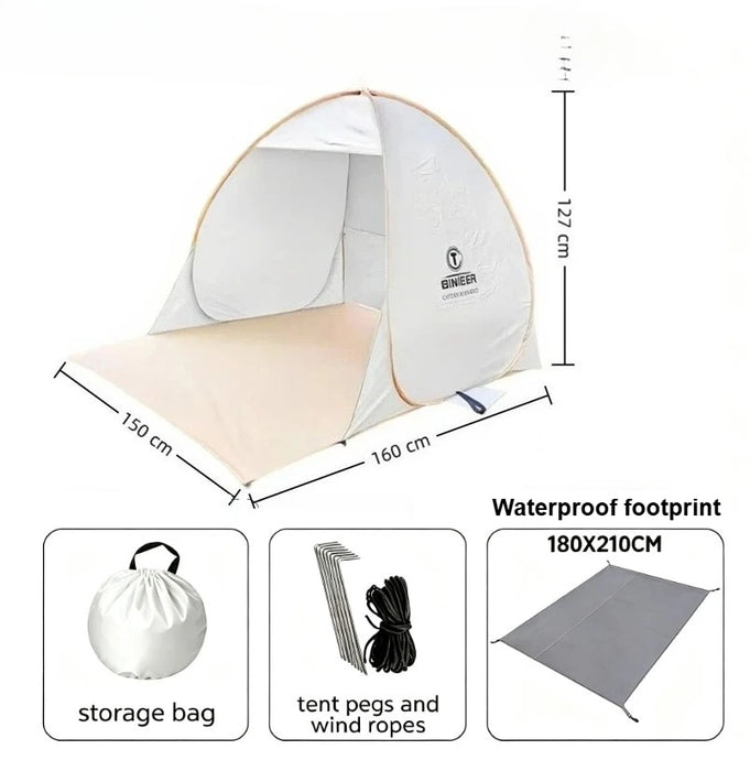 2-3 Person Instant Pop Up Tent UPF50+ UV Protection Waterproof Beach Tent Silver Coating Portable Camping Sun Shelter