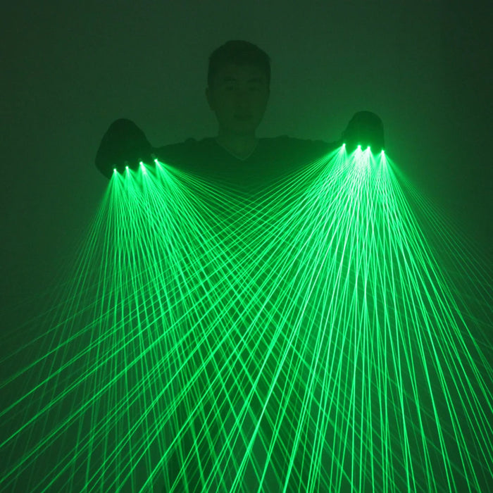 2 in 1 Multi-Line Green Laser Gloves LED Lazer Mitten Ray Gloves Rave LED Flash Finger Palm Light Dress Up LED Robot Suit
