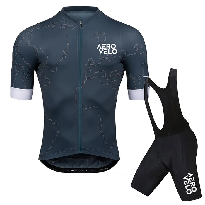 AERO VELO Cycling Jersey Set Men Cycling Clothing Summer Road Training Bike Shirts Suit Bicycle Bib Shorts MTB Uniform