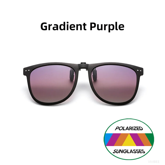 VIVIBEE Men Polarized Lens Flip Up Clip on Sunglasses Women Photochromic Oversized Driving Sun Glasses UV400 Gradient Clips
