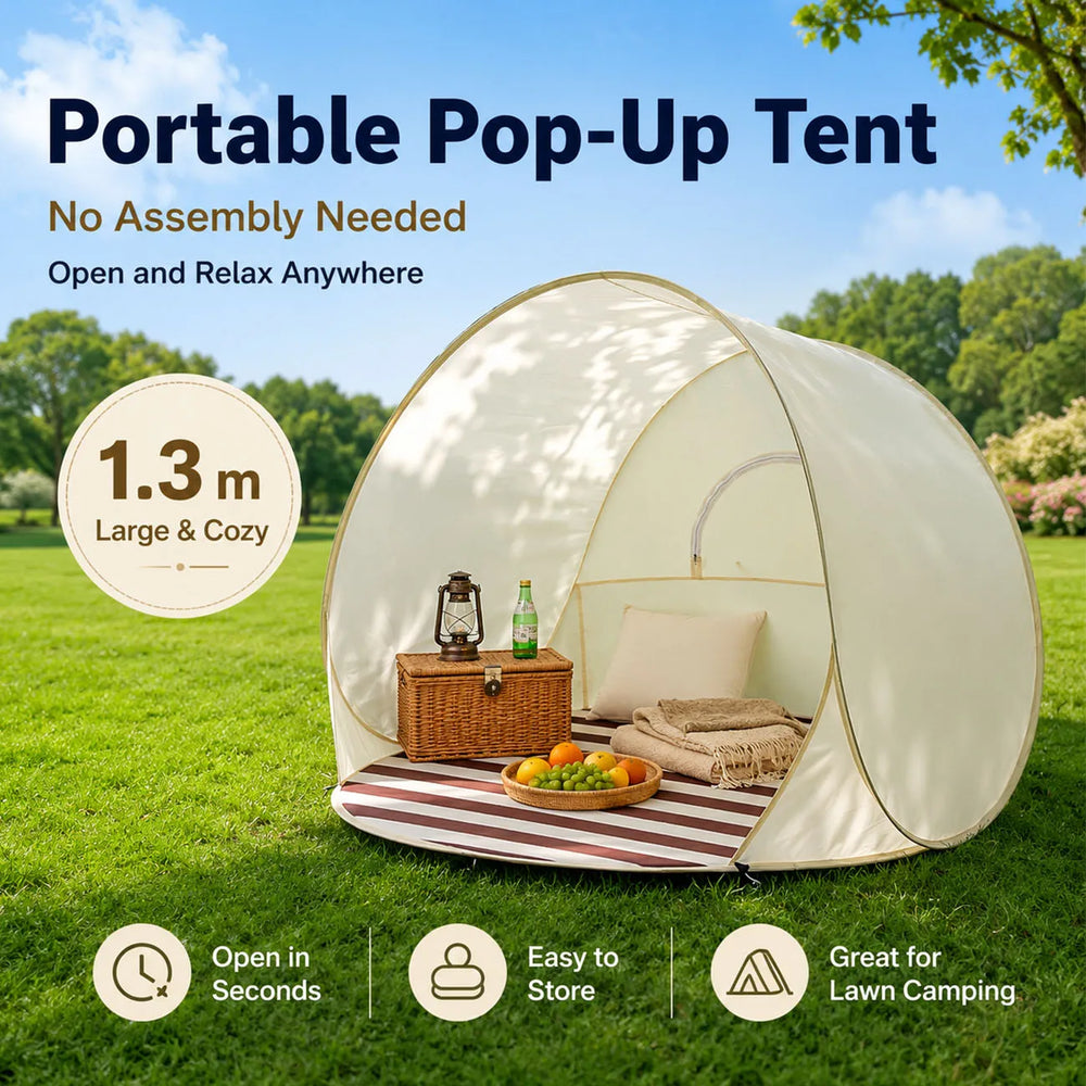 1.2/1.3/1.4M Instant Pop Up Tent No Assembly Portable Outdoor Shade Shelter Spacious Folding Canopy for Lawn Picnic Camping