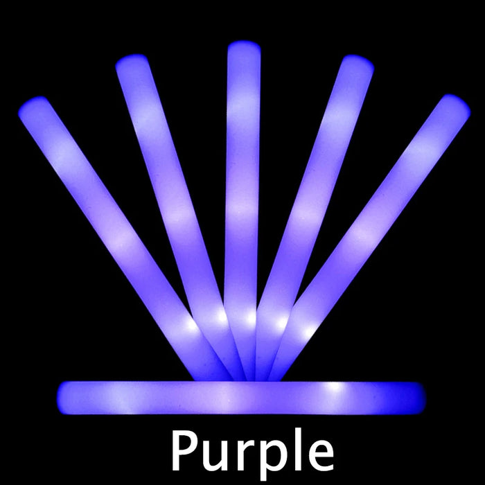 1-100Pcs LED Glow Sticks Bulk Colorful RGB Glow Foam Stick Cheer Tube Dark Light for Xmas Birthday Wedding Party Supplies