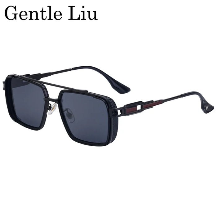Lunettes de soleil Steampunk Classique Carrées Homme 2026 Marque de luxe Punk Métal Double Pont Lunettes de soleil pour Homme UV400 Lunettes de conduite Punk