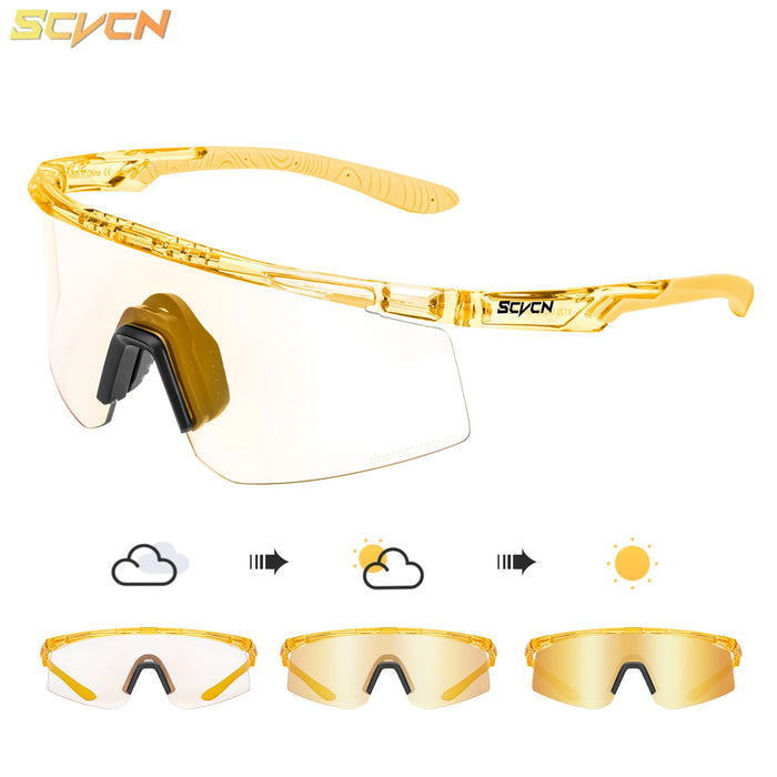 SCVCN Outdoor Photochromic Sunglasses Men Women Bicycl Cycling Glasses Sports MTB Driving Bike Eyewear Hiking UV400 Goggles New