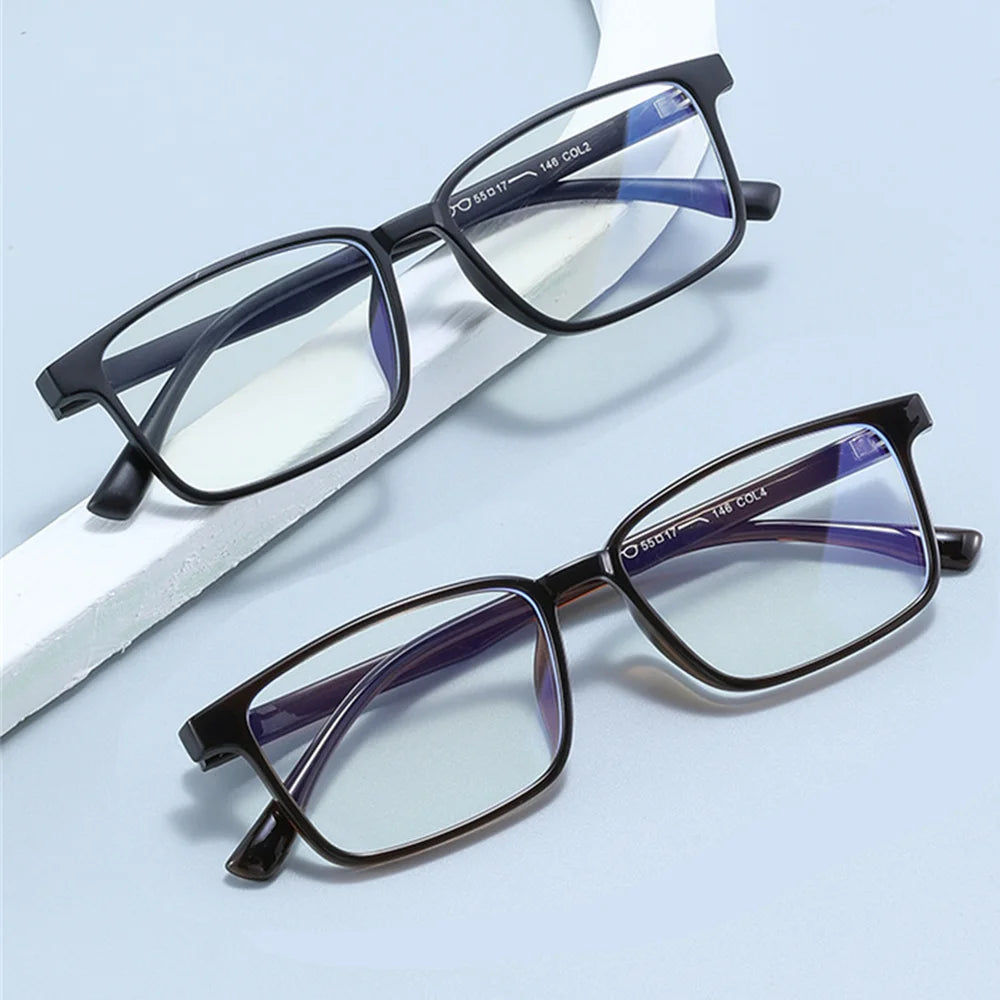 VIVIBEE Classic Square Blue Light Blocking Glasses TR90 Men Women Office Anti Light Black Eyeglasses Computer Filter Goggles