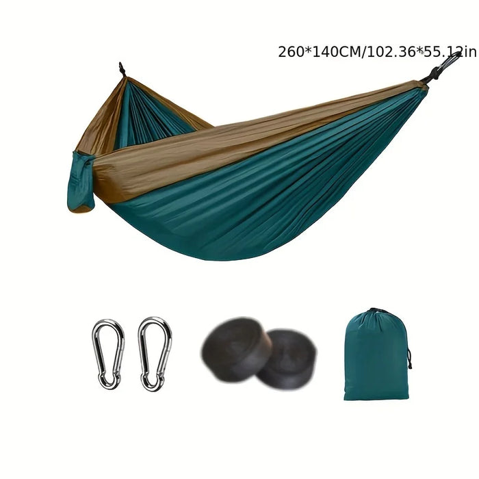 Hamaca portátil de camping para todas las estaciones, ideal para mochileros, senderismo, viajes a la playa y relajación en el jardín. Uso en exteriores.