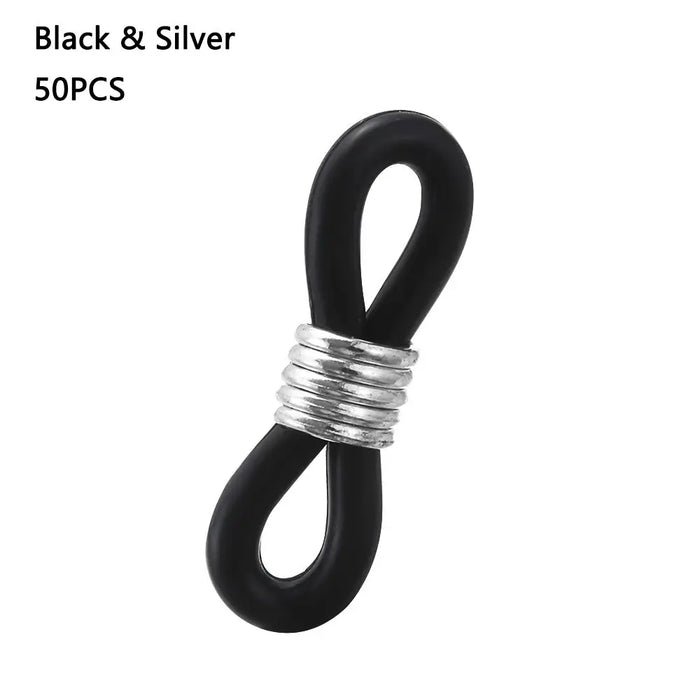 50PCS Rubber Anti-Slip Eyeglass Chain Ends Retainer Adjustable Rubber Eyeglass Strap Spectacle End Connectors Glasses Ring