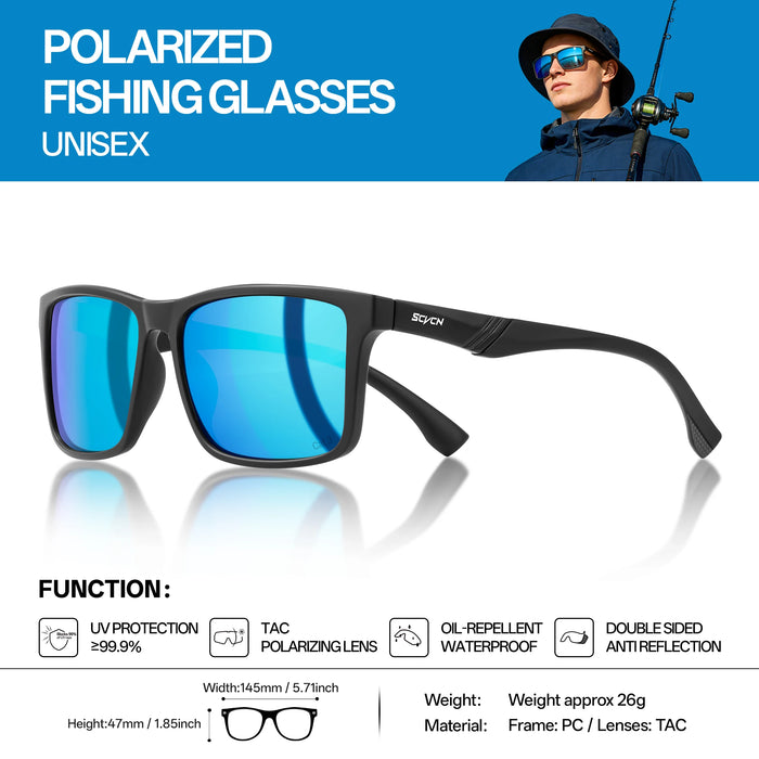 SCVCN Sea Fishing Beach Glasses Women Fishing Polarized Sunglasses Outdoor Sport Windproof Eyewear Cycling Road Bike UV400 Men
