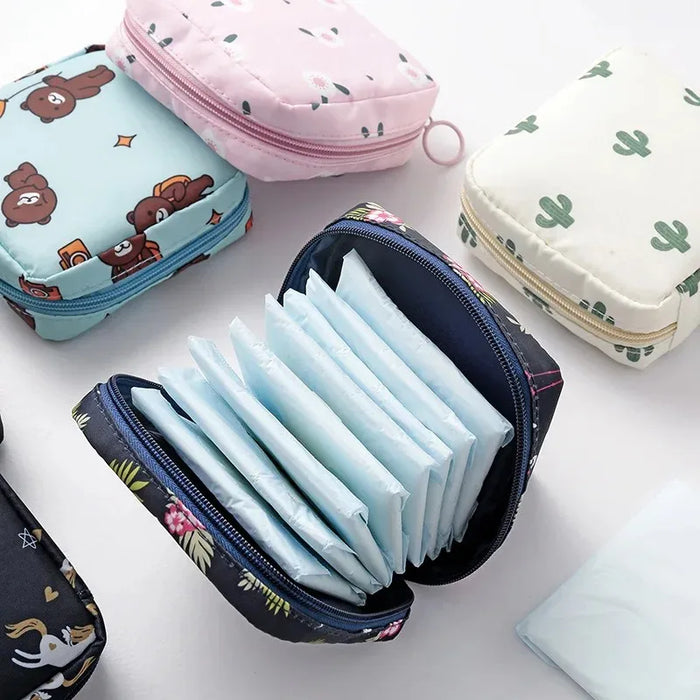 Bolsa de almacenamiento para toallas sanitarias Zero Wallet, portátil, pequeña, sencilla, de dibujos animados, bonita, de gran capacidad, para algodón sanitario, portátil.