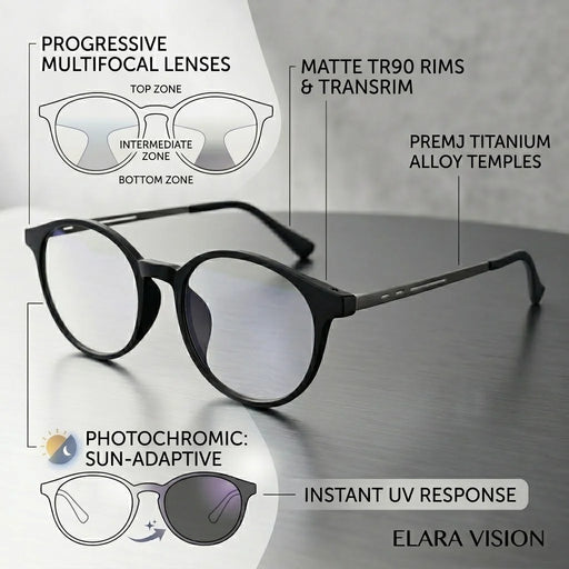 Gafas de lectura multifocales progresivas para hombre y mujer, diseño redondo, aleación de titanio, marca de lujo, lentes transparentes, uso cómodo