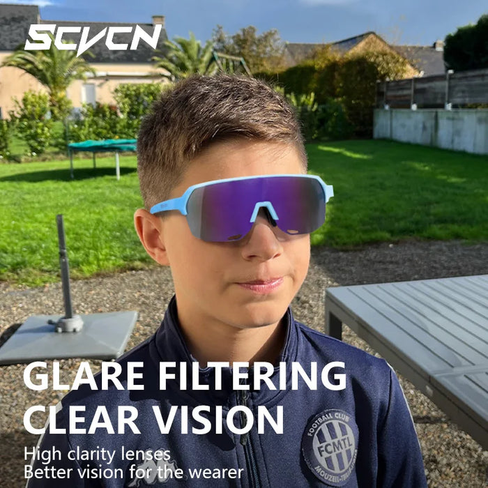SCVCN Children Cycling Sunglasses Outdoor Road MTB Bike Eyewear Teenager Girls Boy Hiking Running Glasses Sports UV400 Goggles