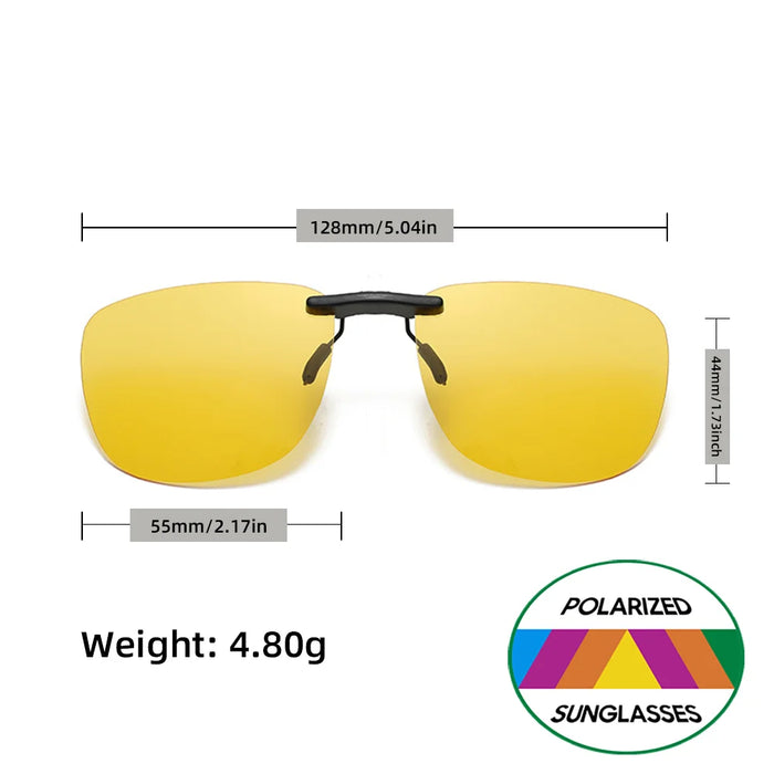 VIVIBEE Flip Up Clip On Night Vision Glasses Polarized Men Driving Yellow Sunglasses Women UV400 Fishing Universal Clips