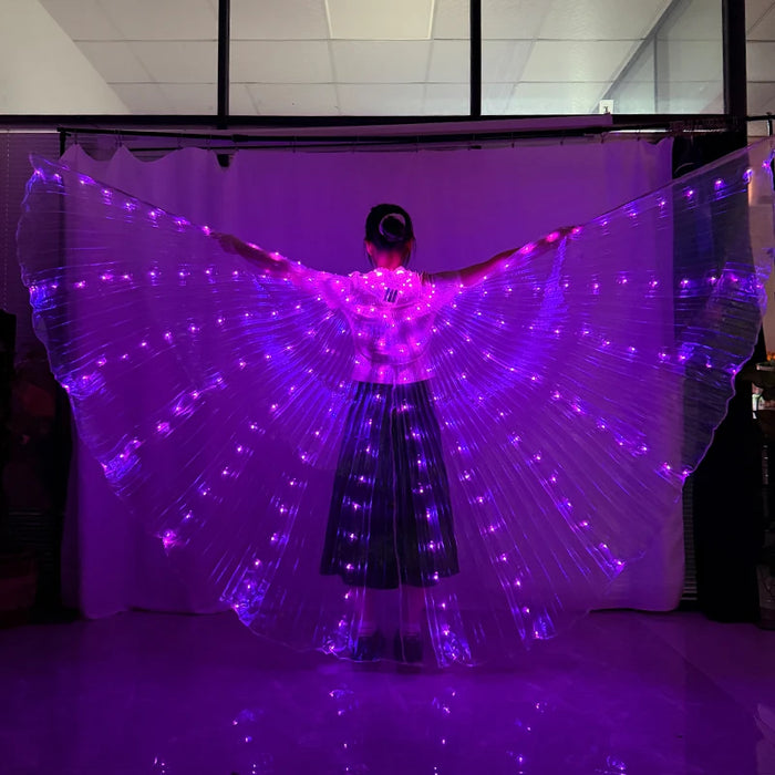 LED Light Up Belly Dance Wings Glowing Fairy Wings Luminous Butterfly Isis Wing Performance Dance Party Rave Costumes