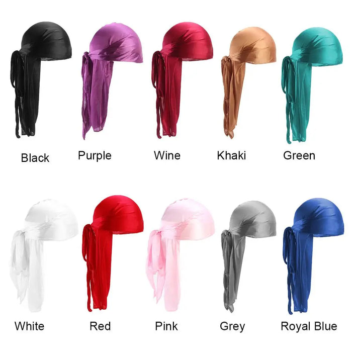 Adjustable Men Women Chemo Cap Pre-Tied Headwrap Bandana Silk Durag Pirate Hat Turban Hijab