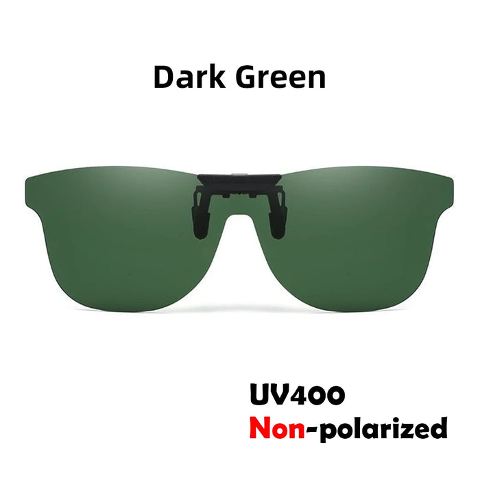 VIVIBEE Square Non Polarized Flip Up Clip On Sunglasses Dark Anti Glare Lens UV400 See Digital Screen Car Driving Sun Glasses