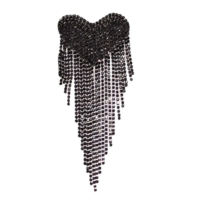 Retro Heart Beaded Tassels Shoulder Strap Epaulettes Stage Sew on Clothes Applique Punk Shoulder Patches Appliques Accessories