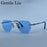 Gafas de sol cuadradas sin montura para hombre 2026, de lujo, de diseñador, modernas, de polígono, con montura de metal, gafas de sol Y2K, punk, sin montura, Hip Hop