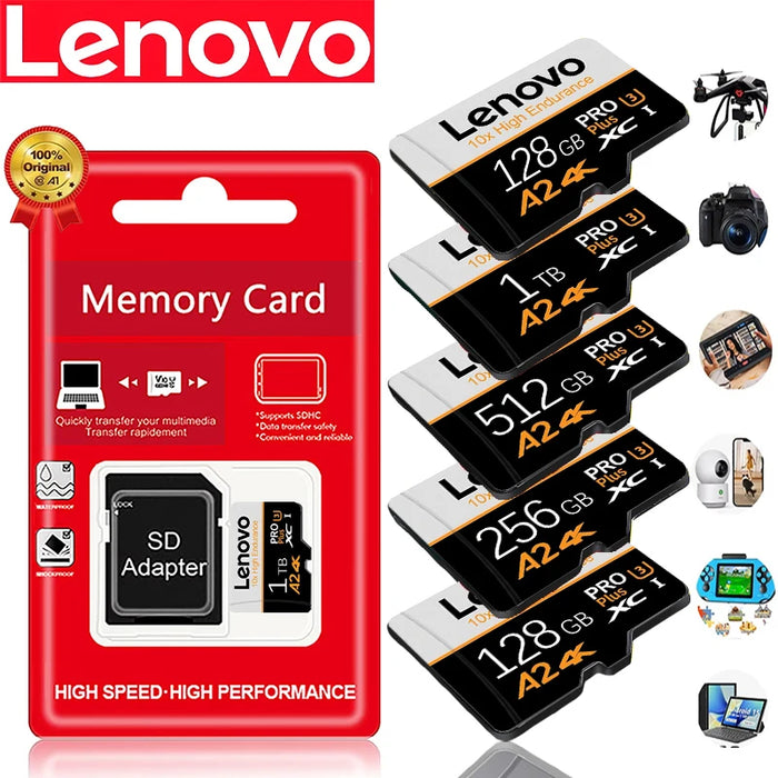 Lenovo Extended Capacity Memory Card TF Cards SD Cards Micro TF SD 128GB 1TB 32GB Correction HD A1 for Tablet / Android / Gaming