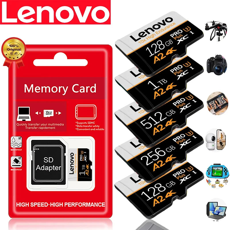 Lenovo Extended Capacity Memory Card TF Cards SD Cards Micro TF SD 128GB 1TB 32GB Correction HD A1 for Tablet / Android / Gaming