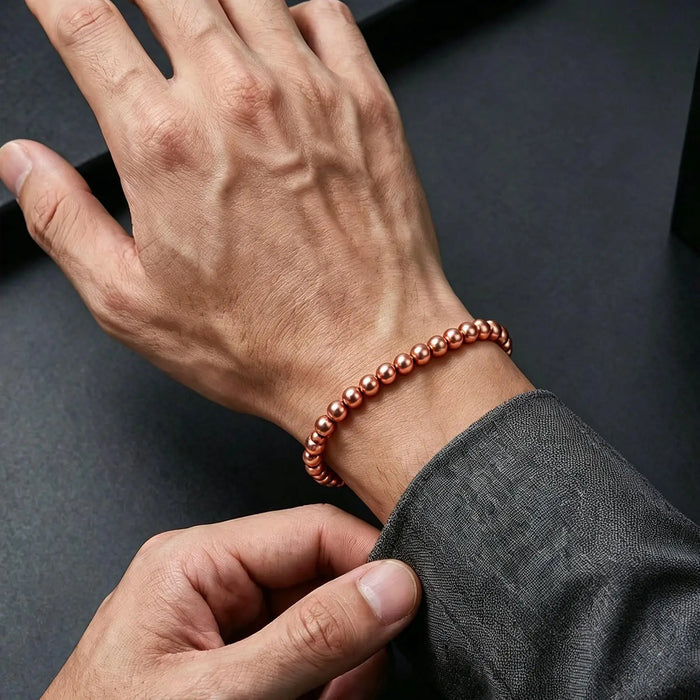 ARADOO Pure Copper Beaded Bracelet for Women Men Jewelry Gifts