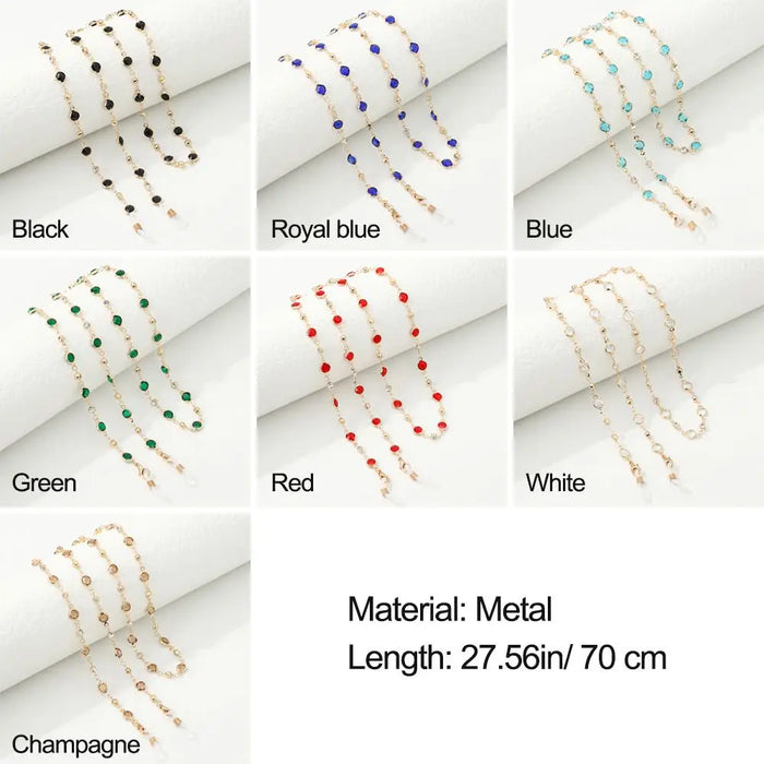 Vintage Long Crystal Glasses Chain Eyeglass Lanyard Glasses Necklace Eye wear Accessories