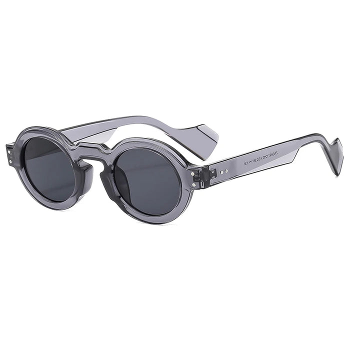 Round Sunglasses Women Men Punk Double Color Shades Retro Rivets Decoration Trending Sun Glasses Clear Lens Frame UV400
