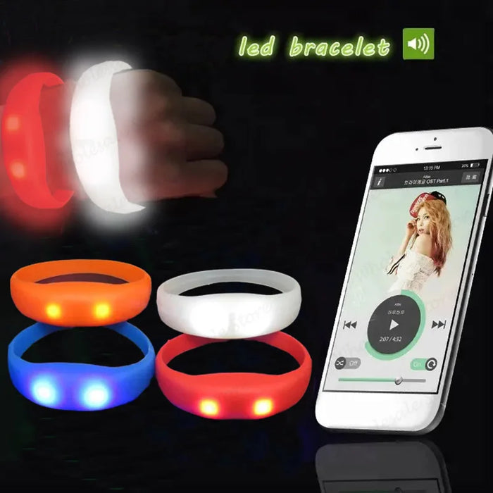 20-100 Pulseras LED activadas por música y sonido, pulseras luminosas intermitentes, brazaletes que brillan en la oscuridad para fiestas y bodas