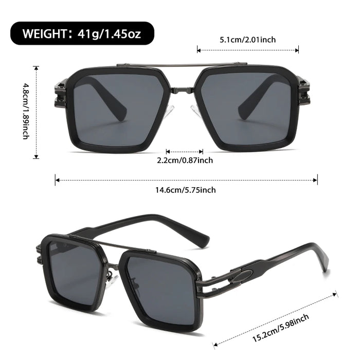 VIOLA MAG Retro Square Double Bridge Fashion Glasses, Unisex, Stylish Large Frame Suitable for Driving, Outdoor and Daily Wear