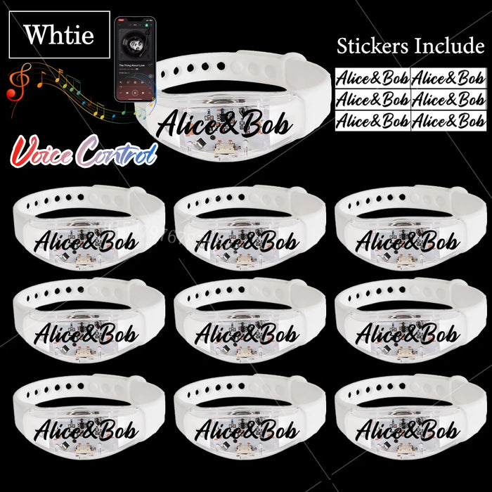 20-200 piezas Pulseras LED personalizables para bodas Pulsera de control de música y sonido Pulsera luminosa ajustable para bodas, cumpleaños, conciertos