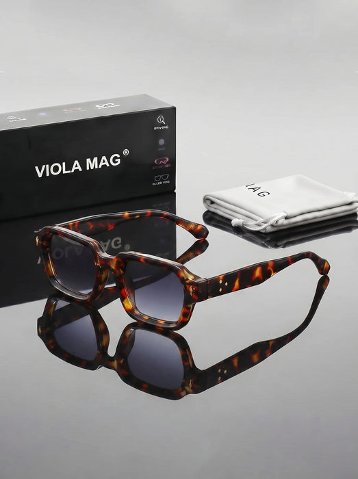 VIOLA MAG Retro Rectangular Glasses, Small Frame Business Daily Casual Glasses, with Glasses Bag
