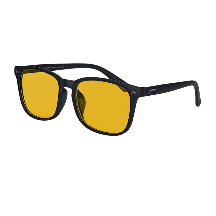 SHINU Men’s glasses blue light blocking computer glasses Yellow Orange lenses glasses for work game red lenses for better sleep