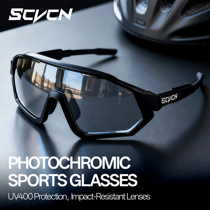 SCVCN Photochromic Cycling Sunglasses Outdoor Sports Running Drving Glasses Road MTB Bicycle Goggles  UV400 Safety Bike Eyewear