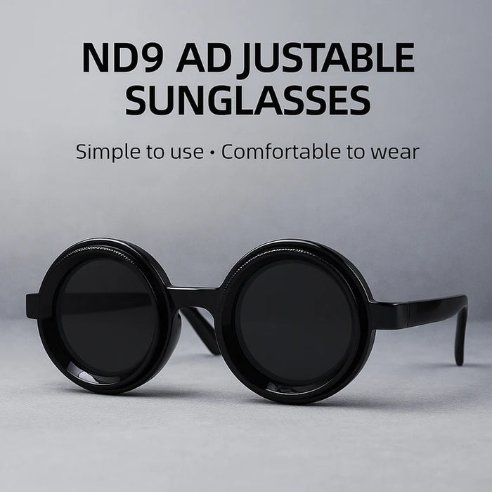 ND9 Gafas de sol polarizadas redondas con atenuación ajustable para hombre 2026, de marca de lujo, estilo punk, para pesca, gafas de sol para exteriores, protección UV400
