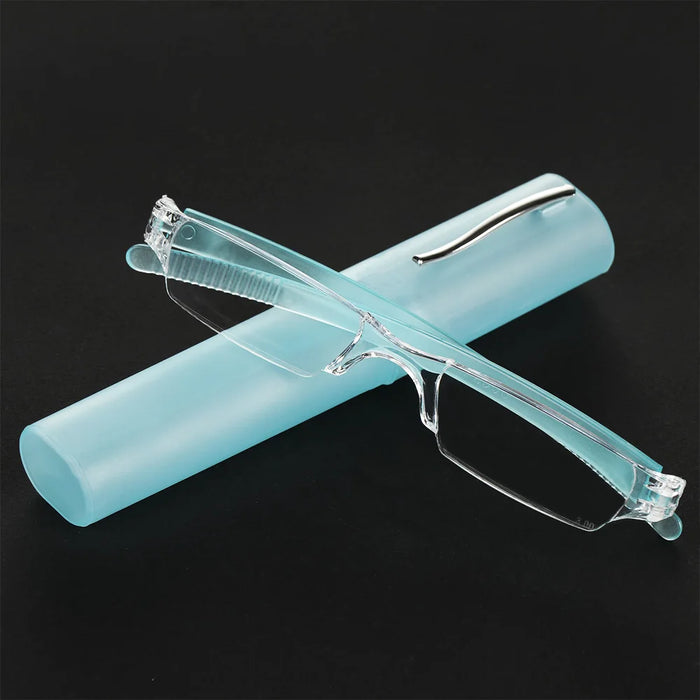 1PC Mini Portable Metal Reading Glasses With Case Vision Care Retro Light Weight Resin Lens Readers Presbyopic Eyeglass+1.0~+4.0