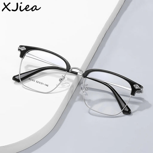 XJiea Anti-blue Light Glasses For Men Fashion Semi Rimless Metal Women Photochromic Eyewear Trendy Office Outdoor Accessory