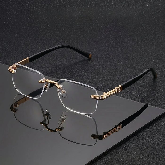 Lunettes de lecture solaires sans monture à bords coupés pour hommes, adaptées à la conduite en extérieur, aux loisirs quotidiens et à la lecture avec protection solaire