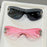 2 gafas Y2K integradas sin montura, diseño de doble corazón, versátiles para fotografía callejera diaria/viajes de mujer